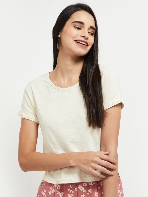 

max Women Off White Applique T-shirt