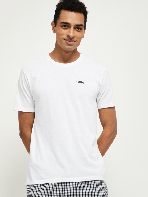 

max Men White Cotton Pure Cotton T-shirt
