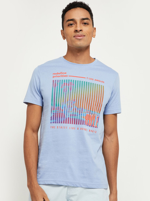 

max Men Lavender Printed T-shirt