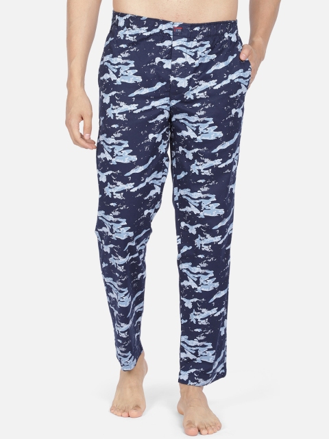 

IVOC Men Navy Blue & White Printed Slim-Fit Lounge Pants