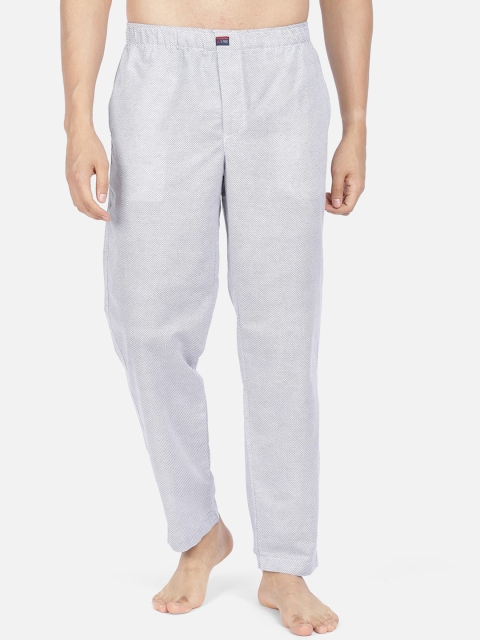

IVOC Men White & Blue Checked Pure Cotton Slim-Fit Lounge Pants