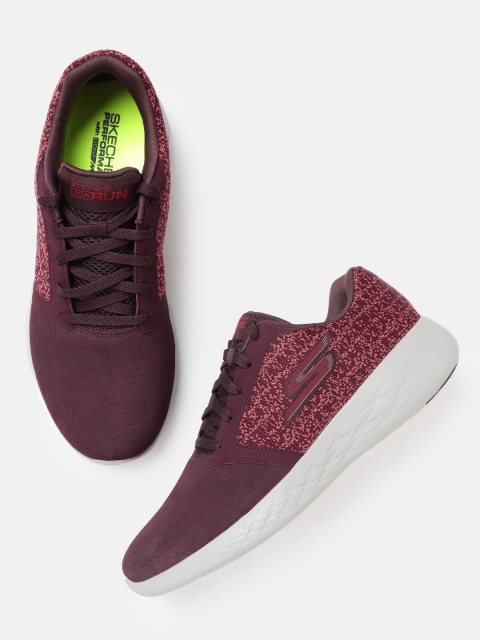 

Skechers Men Burgundy & Coral Pink Woven Design Go 600 Running Shoes