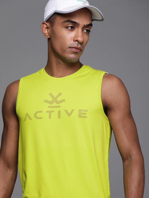 

WROGN ACTIVE Men Lime Green Brand Logo Printed Slim Fit T-shirt