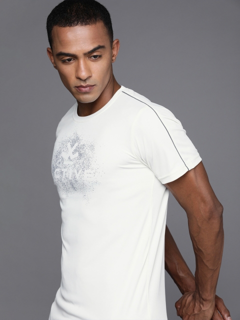 

WROGN ACTIVE Men White & Grey Brand Logo Print T-shirt