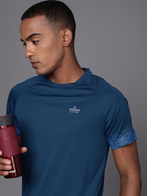 

WROGN ACTIVE Men Teal Brand Logo Printed T-shirt
