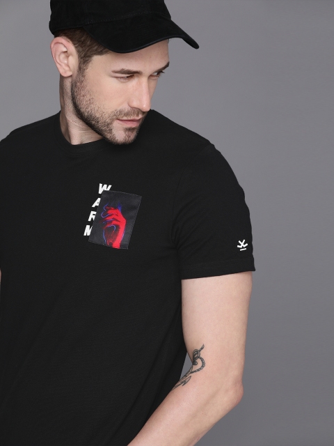

WROGN Men Black Pure Cotton T-shirt