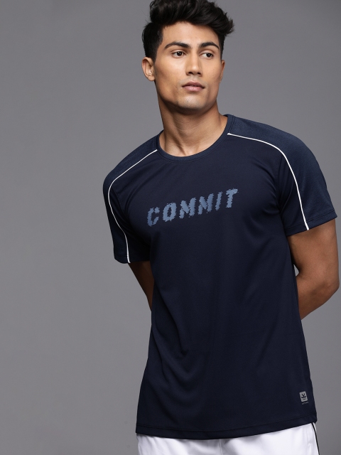 

WROGN ACTIVE Men Navy Blue Typography Printed Slim Fit T-shirt