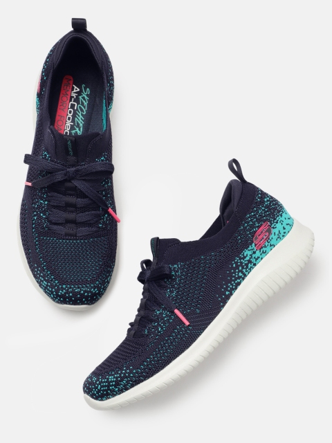 

Skechers Women Navy Blue Woven Design Ultra Flex - Twinkle Twinkle Slip-On Sneakers