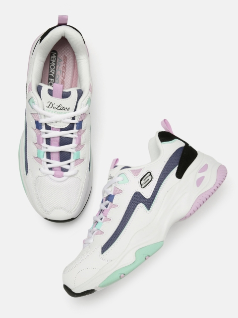 

Skechers Women White Solid D'LITES 4.0-SCHOOL SPIRIT Sneakers