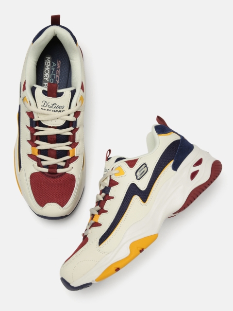 

Skechers Women Maroon & Off-White Colourblocked D'LITES 4.0-SCHOOL SPIRIT Sneakers