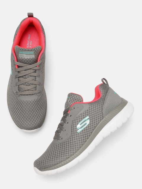 

Skechers Women Grey Bountiful Solid Sneakers