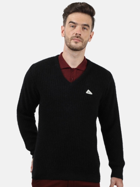 

Monte Carlo Men Black Ribbed Sweater Vest with Fuzzy Detail