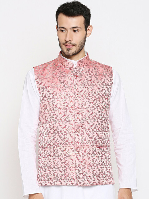

Blacksmith Men Pink Paisley Nehru Jacket