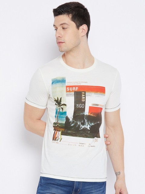 

Duke Men Off White Printed Slim Fit T-shirt