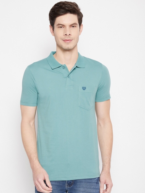 

Duke Men Green Polo Collar T-shirt