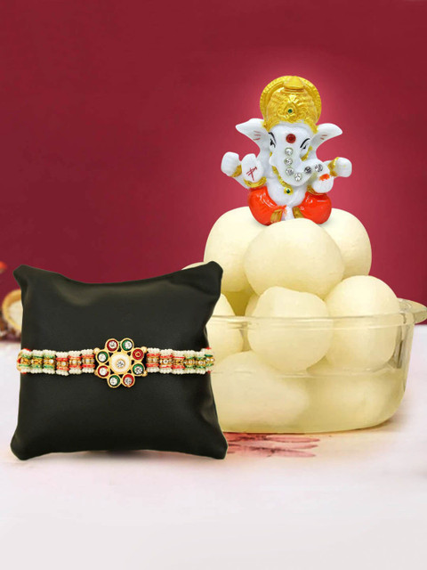 

TIED RIBBONS Brother Rakhi with Rasgulla & Ganesh Idol Combo Gift Set, Multi
