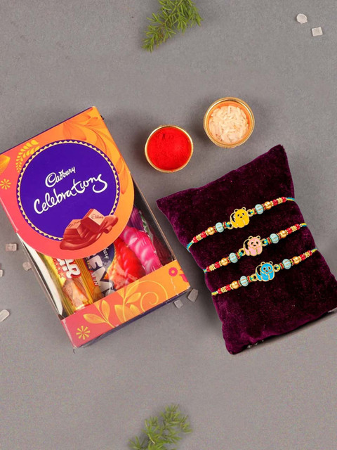 

TIED RIBBONS Set of 3 Boys Rakhi with Cadbury Chocolates Combo Gift Set, Multi