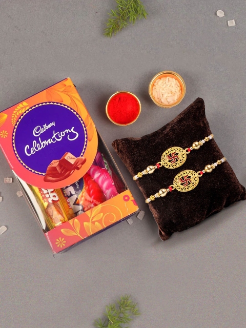 

TIED RIBBONS Set of 2 Brother Rakhi with Cadbury Chocolates Combo Gift Set, Multi