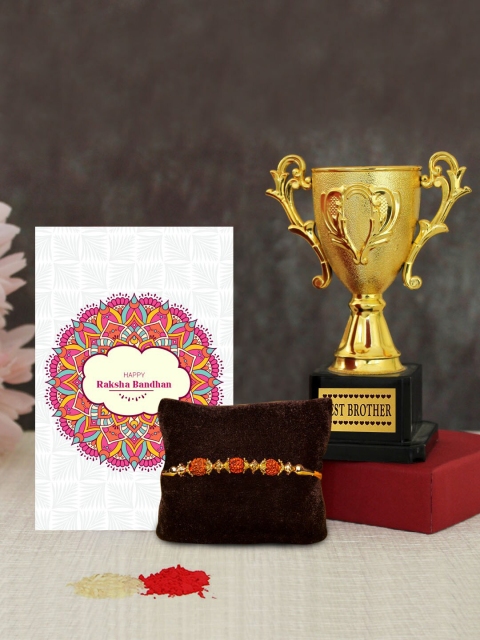 

TIED RIBBONS Rakhi Best Brother Trophy & Card Combo Gift Set, Multi