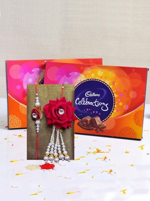 

TIED RIBBONS Bhaiya Bhabhi Rakhi Set with Chocolates Combo Gift Set, Multi