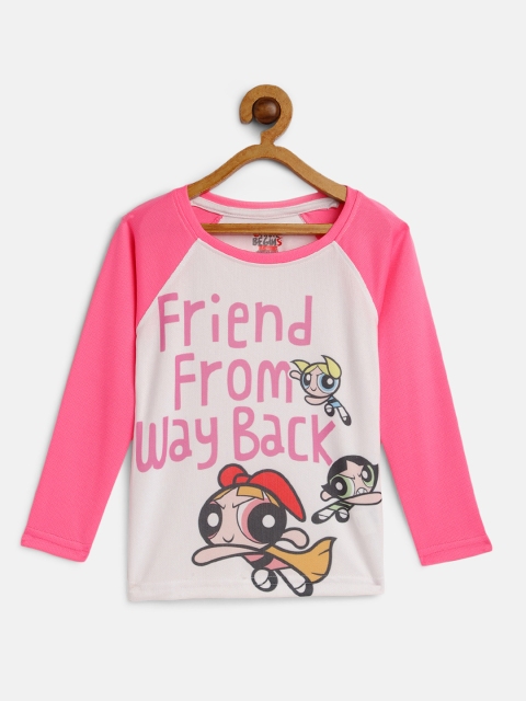 

GAME BEGINS Girls White & Pink Typography Printed T-shirt