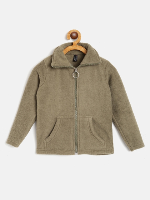 

GAME BEGINS Boys Olive Green Solid Fleece Finish Pure Cotton Sweatshirt