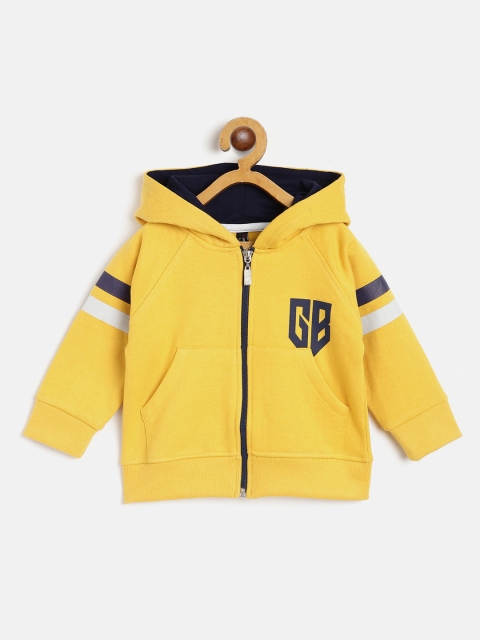 

GAME BEGINS Boys Mustard Yellow Solid Hooded Sweatshirt