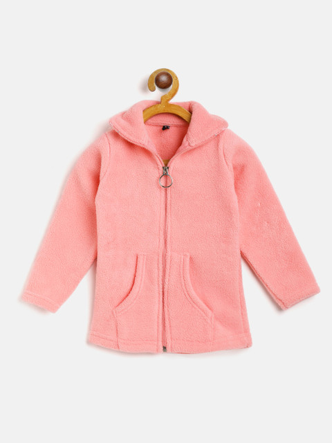 

GAME BEGINS Girls Pink Pure Cotton Solid Sherpa Sweatshirt