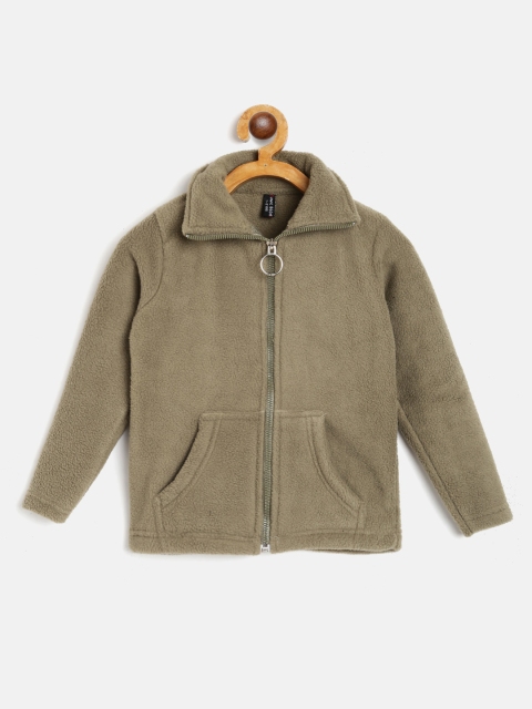 

GAME BEGINS Boys Olive Green Solid Fleece Finish Pure Cotton Sweatshirt