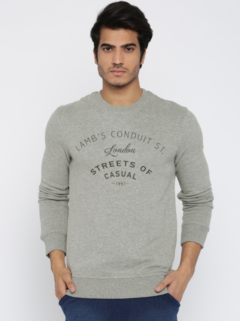 

SELECTED Homme Heritage Grey Melange Printed Sweatshirt