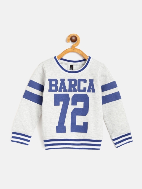 

GAME BEGINS Boys Grey Melange & Navy Blue Typography Print Sweatshirt