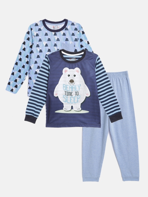 

GAME BEGINS Boys Blue & White Printed Night Suit