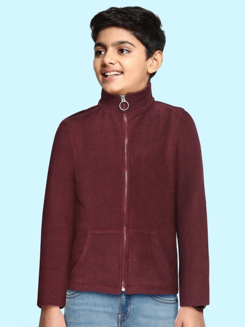 

GAME BEGINS Boys Burgundy Solid Sherpa Sweatshirt