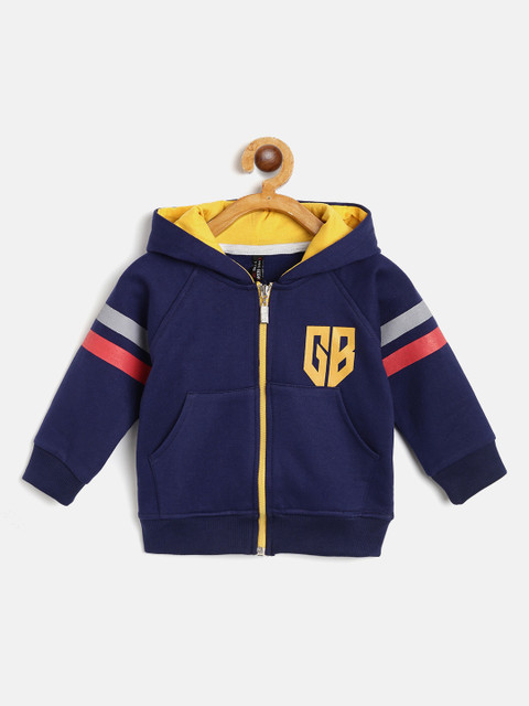 

GAME BEGINS Boys Navy Blue Solid Hooded Sweatshirt