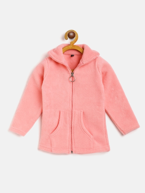 

GAME BEGINS Girls Pink Pure Cotton Solid Sherpa Sweatshirt