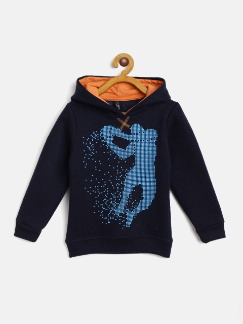 

GAME BEGINS Boys Blue Printed Hooded Cotton Sweatshirt