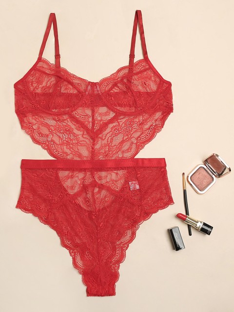 

URBANIC Women Red Lace Lingerie Set 44155