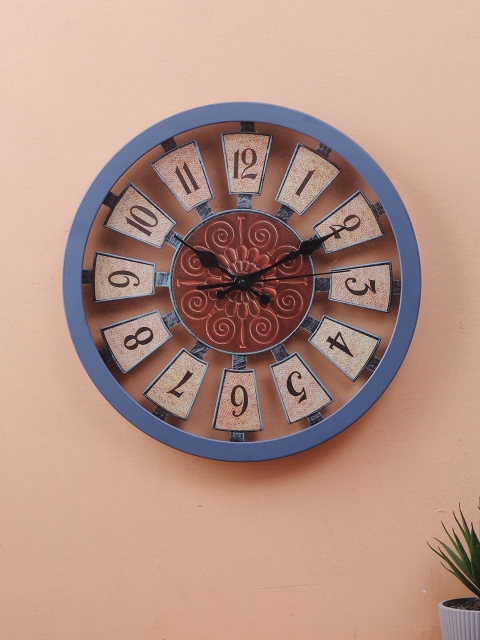 

House Of Accessories Blue & Brown Textured Vintage Wall Clock