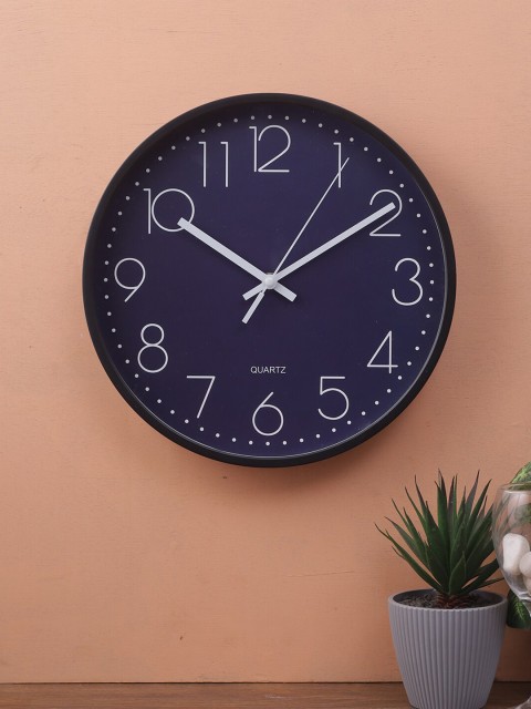 

House Of Accessories Navy Blue & White Colourblocked Contemporary Wall Clock