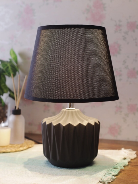 

House Of Accessories Black Textured Ceramic Contemporary Bedside Standard Table Lamp