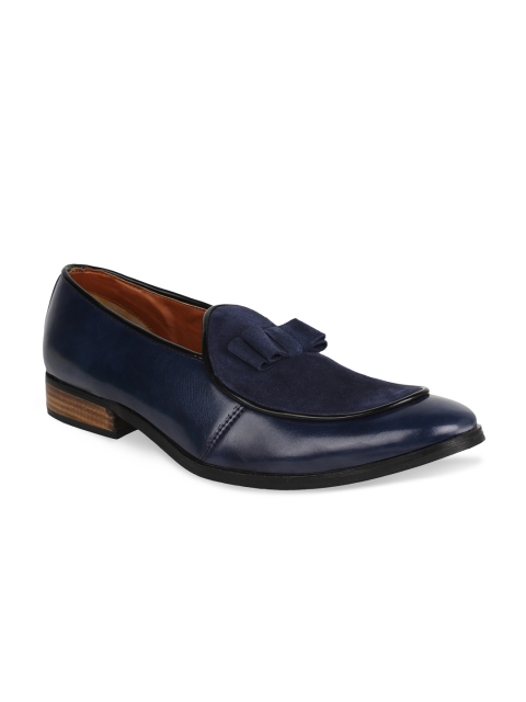 

LUJO Men Navy Handmade Leather Semiformal Shoes, Navy blue
