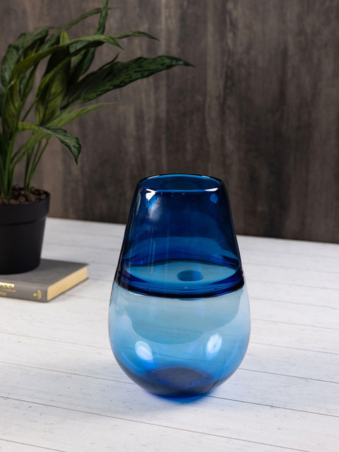 

Pure Home and Living Blue Solid Large Curvy Flower Vase