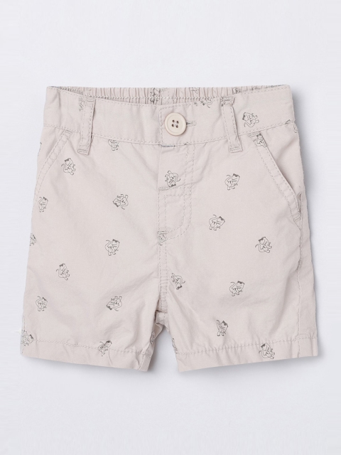 

max Boys Beige Conversational Printed Regular Shorts
