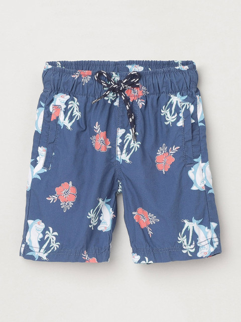 

max Boys Blue Floral Printed Regular Shorts