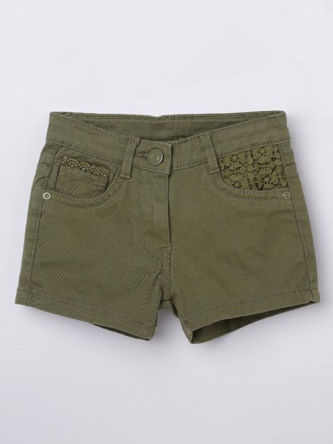 

max Girls Olive Green Denim Shorts