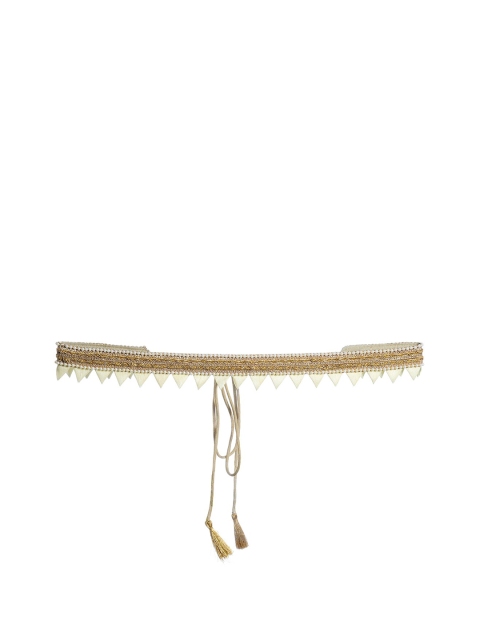 

INDYA X PAYAL SINGHAL Women White Embellished Triangle Fringe Pearl Belt