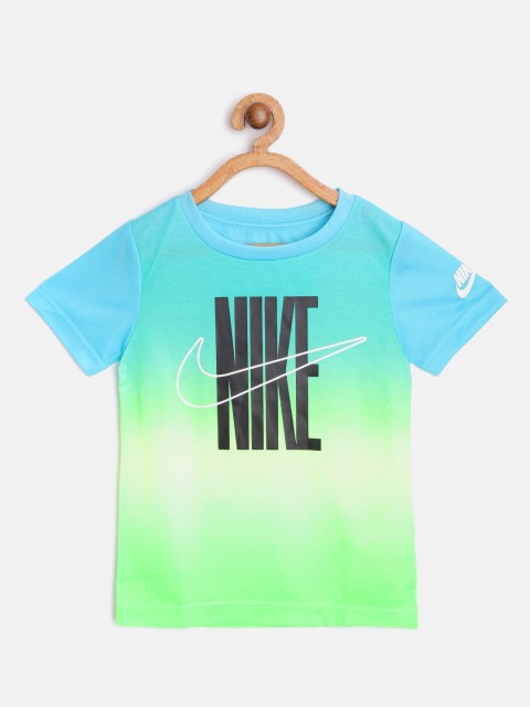 

Nike Boys Green & Blue Nike Logo Printed T-shirt