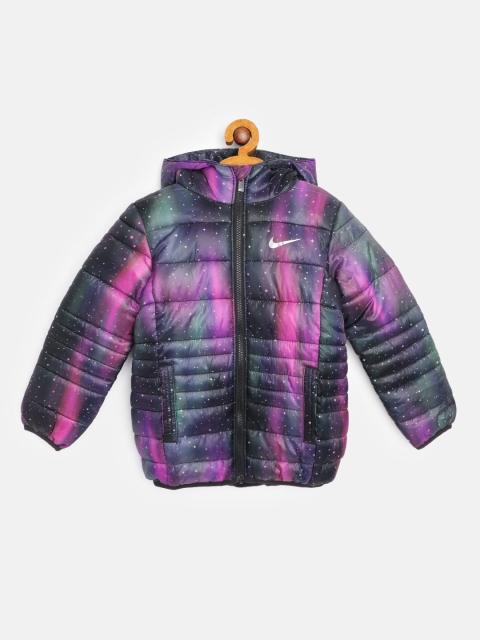 

Nike Girls Black & Purple Just Do It Printed Jacket