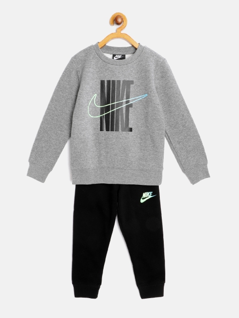 

Nike Boys Black & Grey Brand Logo Printed Rise Sweatshirt and Joggers Set