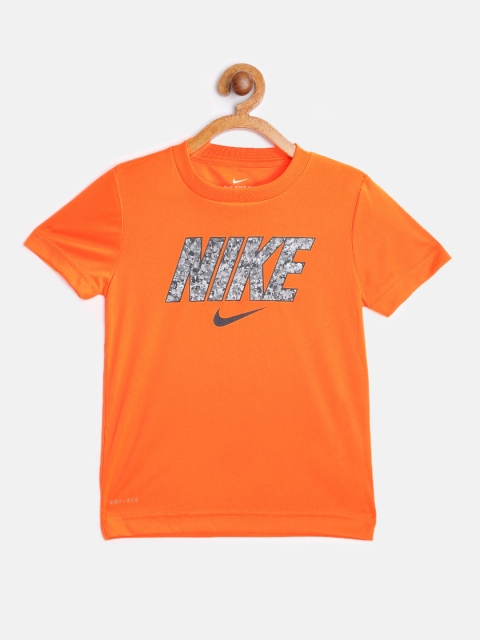 

Nike Boys Orange Dri-FIT Confetti Block Logo T-Shirt